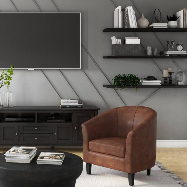 Simpli Home Austin 30 in. Contemporary Distressed Saddle