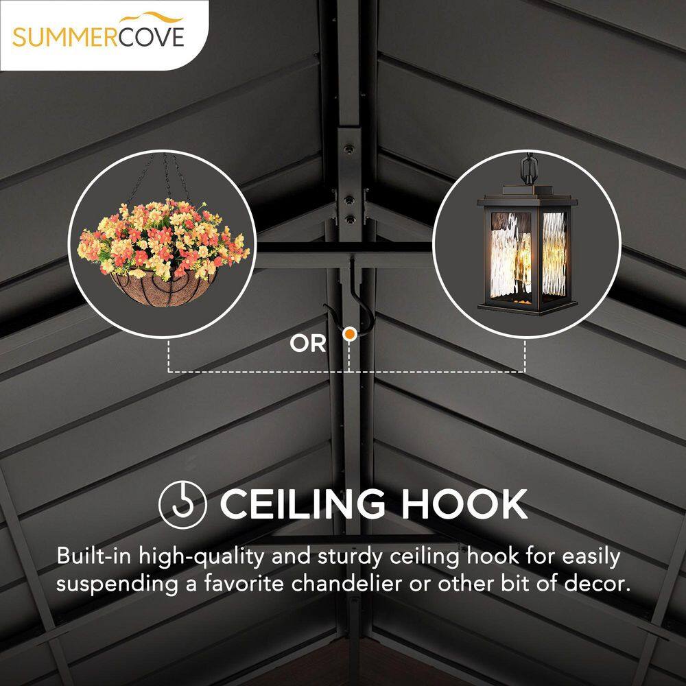 Sunjoy 11x13 ft Black Steel Hardtop Gazebo with Gable Roof