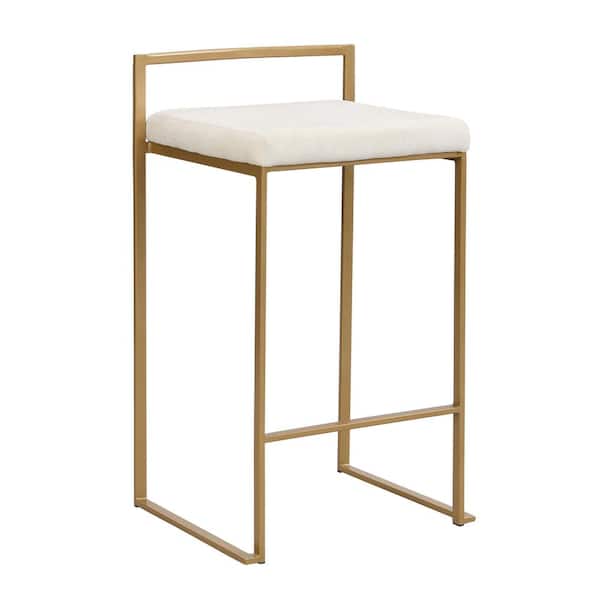 Unbranded Lucien 30 in. Cream, Gold Low Back Metal Counter Stool