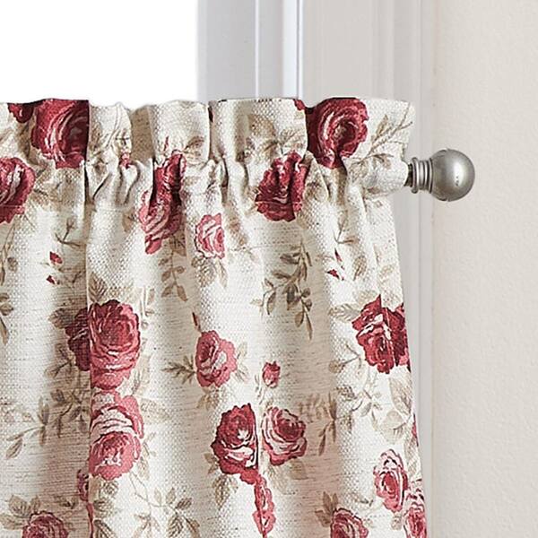 Curtainworks ANTIQUE ROSE TAIL TIER PAIR RED 1F724003RD - The Home