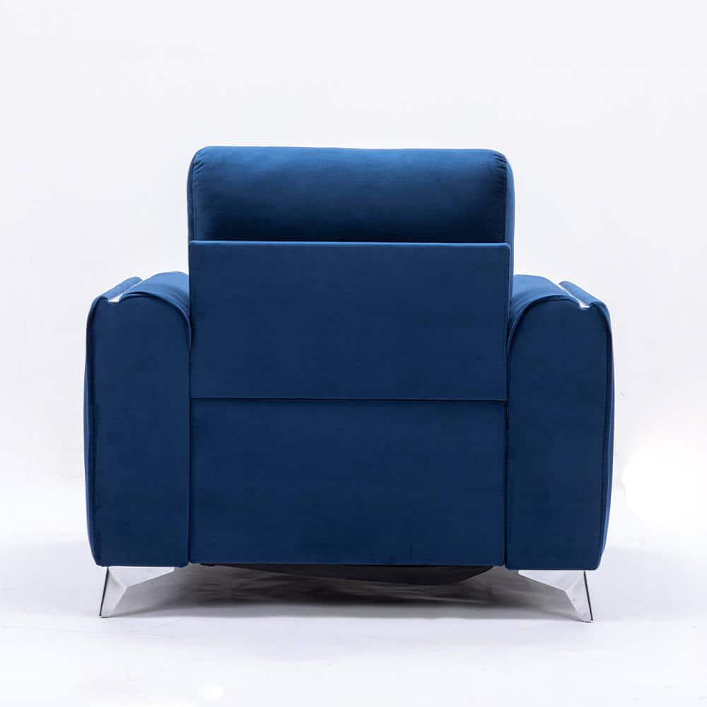 Wenona Blue Velvet and Wood Accent Chair