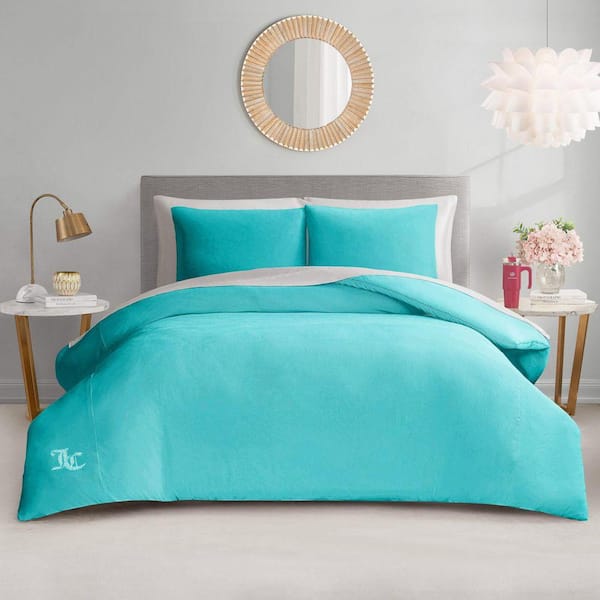 JUICY COUTURE Solid Velour 3-Piece Blue Crush Solid Color
