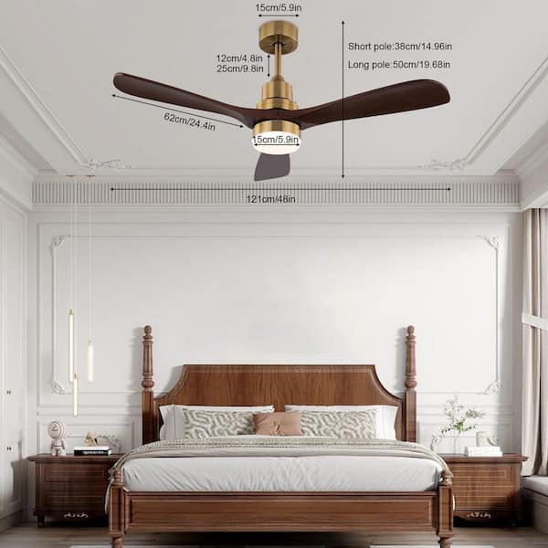 OUKANING 48 in. Indoor Dark Brown and Copper Modern Ceiling