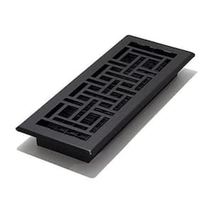 4 in. x 14 in. Oriental Steel Plated Floor Register, Textured Black