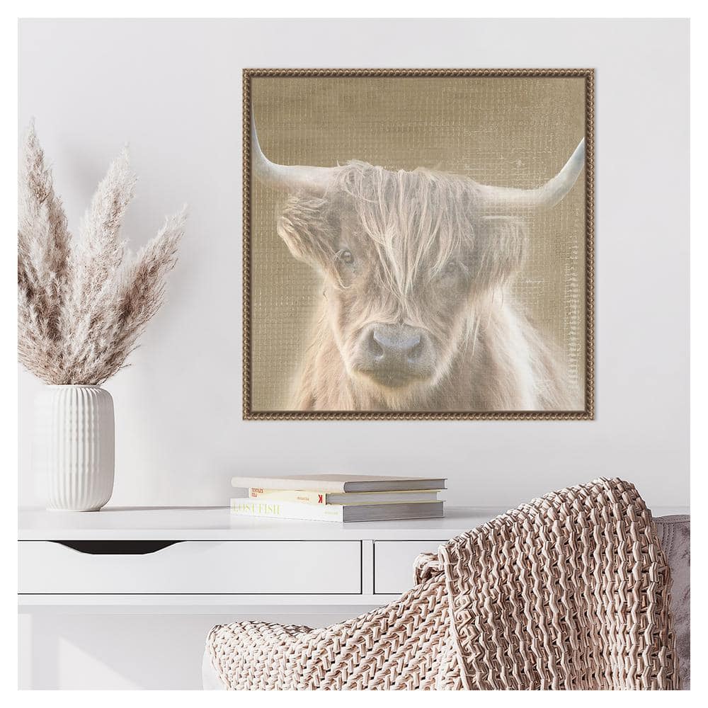 Soulful Bull Bronze Framed Canvas Animal Print 22x22