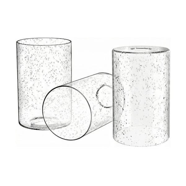 6.5 in. Lip Clear Cylindrical Glass 1 in. Fitter Width Pendant Shade and Vanity Shade (3-Pack)
