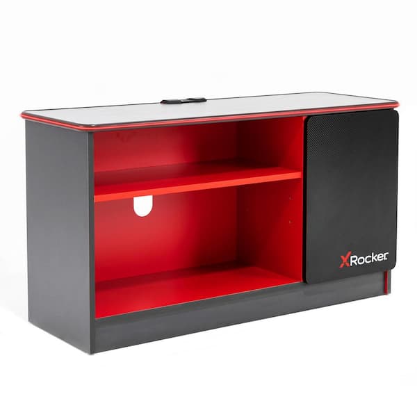 Carbon-Tek LED TV Stand with LED, Gray/Red