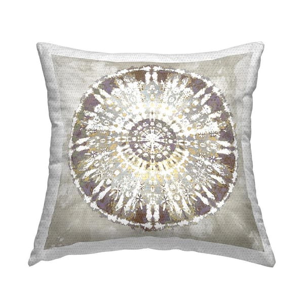 Stupell Industries Bohemian Geometric Medallion Beige Square Outdoor Throw Pillow