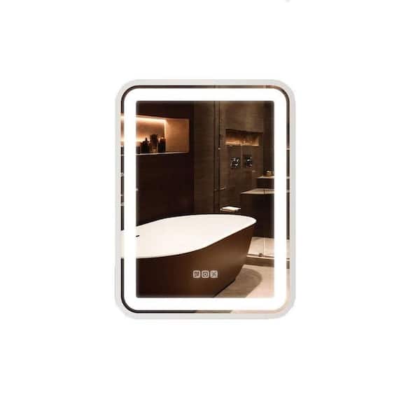 36 in. W x 28 in. H Rectangular Silver Frame Wall Bathroom Mirror with Light 3 Colors Dimmable Memory Function Anti-Fog