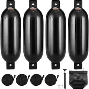 Boat Fenders, 8.5 in. x 26 in. Boat Bumpers for Docking, Inflatable Ribbed Fender with Center Holes, Boat Dock Fender