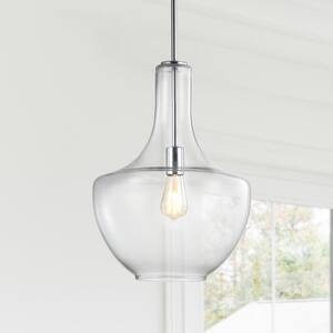 Watts 13.25 in. 1-Light Chrome/Clear Glass/Metal LED Pendant