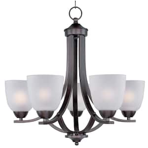 Axis 5-Light Oil Rubbed Bronze Chandelier with Frosted Shade