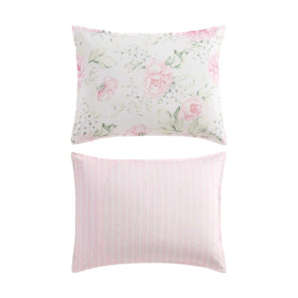 Laura Ashley Serenity Roses Reversible 7-Piece Light Pink Cotton