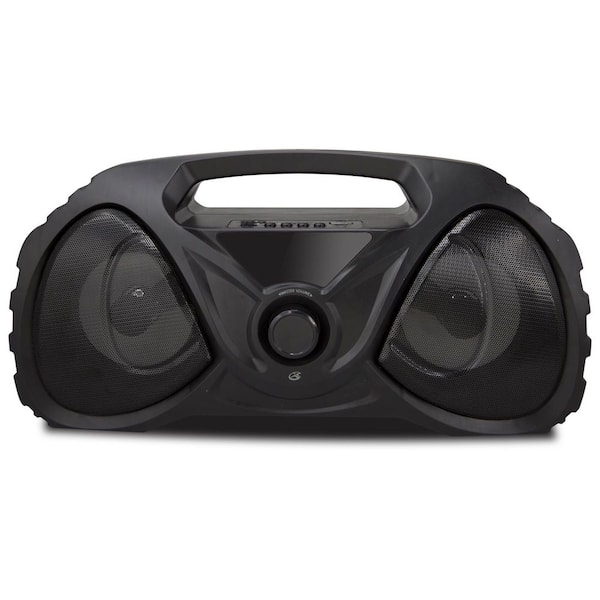Bluetooth Boombox with LED Lights and FM Radio, Carry Handle, Color Changing LED effects, Black,