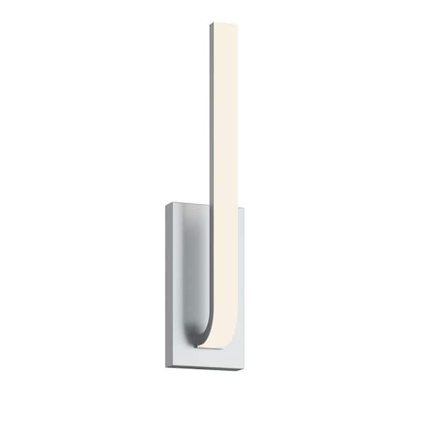 Lumina Transitional 1-Light Satin Nickel Dimmable Wall Sconce with Acrylic Shade