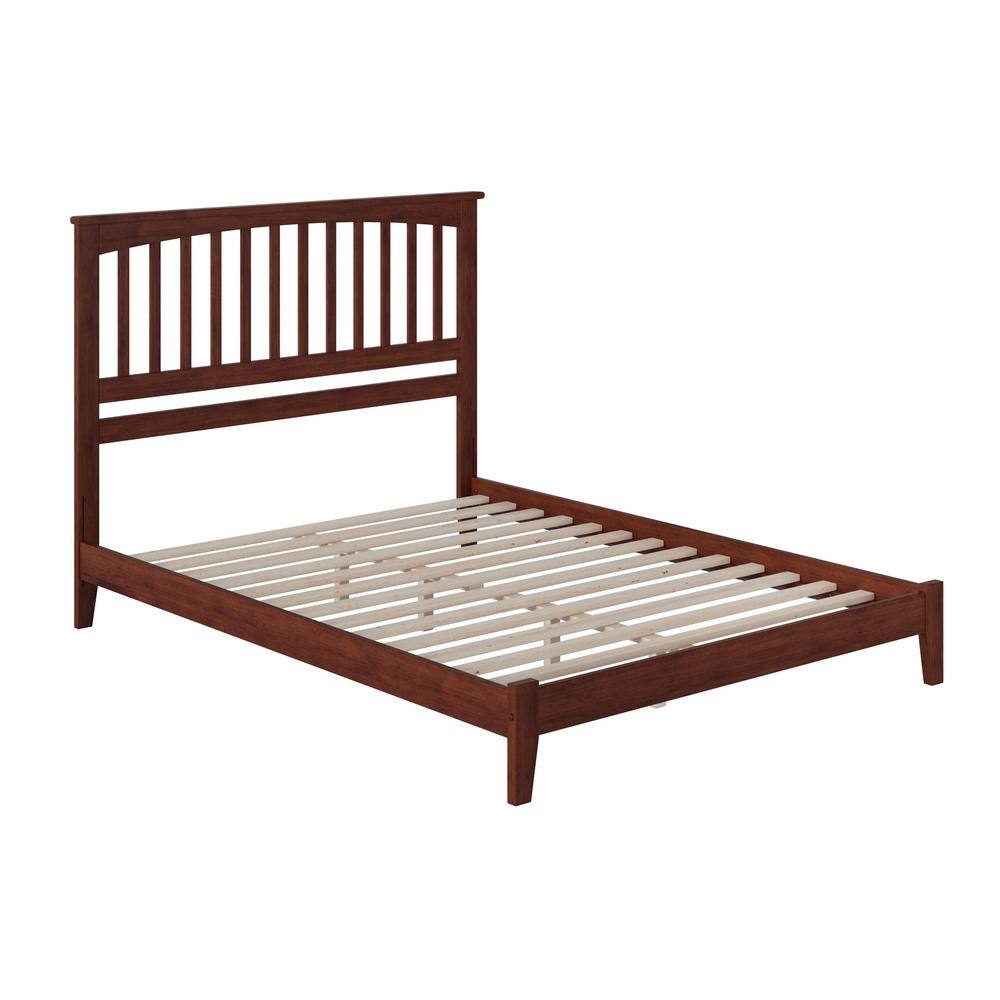 Walnut Queen Mission Wood Platform Bed with Headboard