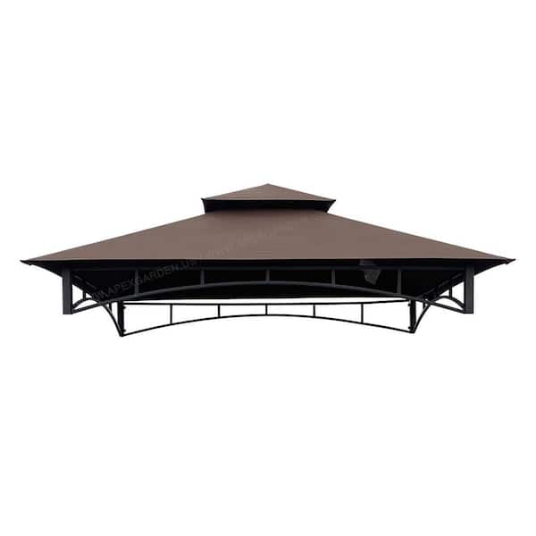 Replacement Canopy Top for Model #L-GG001PST-F 8 ft. x 5 ft. Brown Double Tiered Canopy Grill BBQ Gazebo (Top Only)
