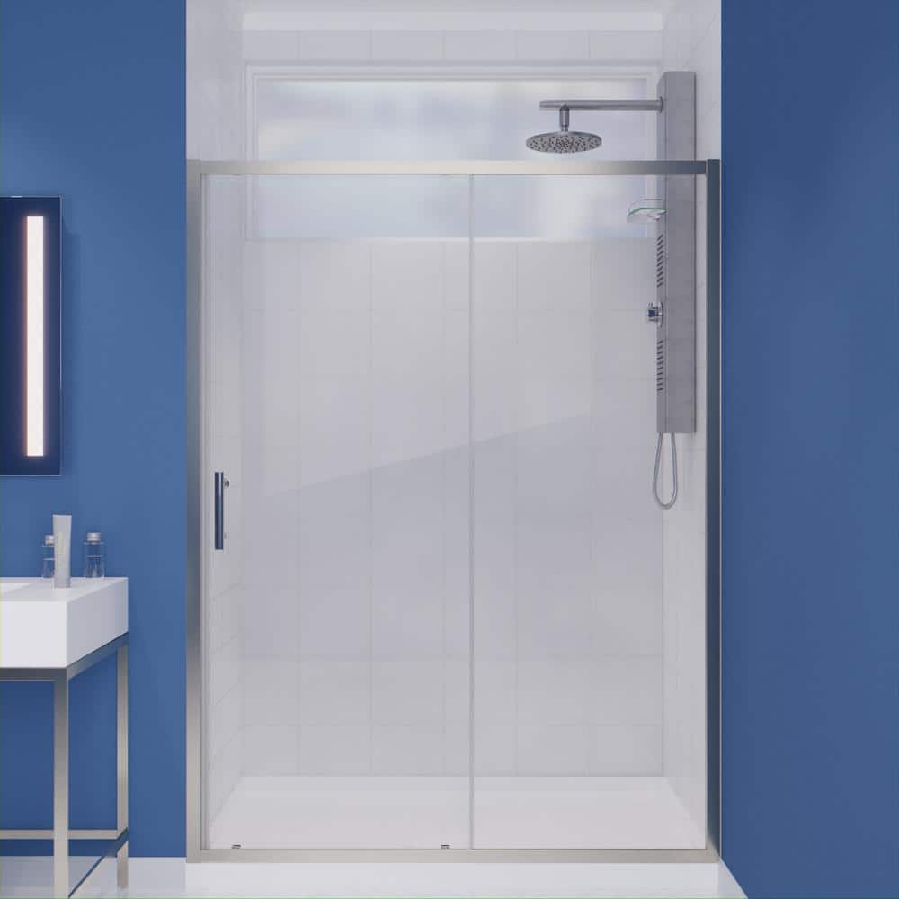Halberd Series 60 in. x 72 in. H Sliding Framed Shower Door in Brushed Nick