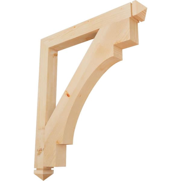 Ekena Millwork 3.5 in. x 44 in. x 38 in. Douglas Fir Merced Arts and Crafts Smooth Bracket