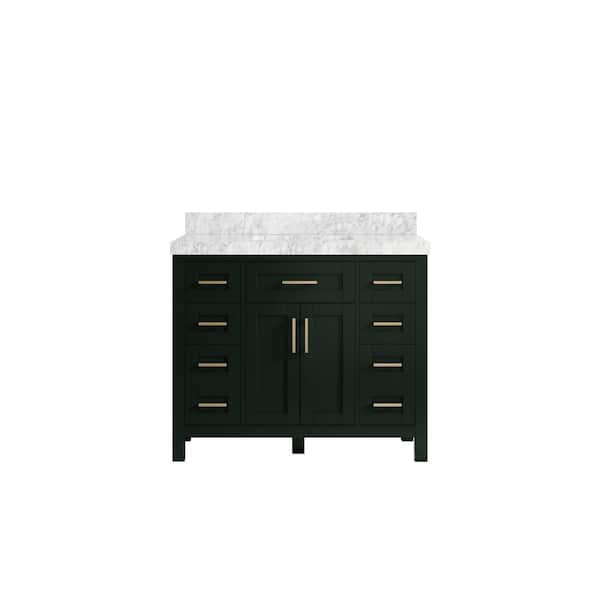 Willow Collections Cambridge 42 in. W x 22 in. D x 36 in. H Bath Vanity in Dark Green with 2 in. Calacatta Quartz Top