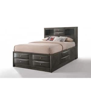 Amelia Gray Oak Wood Frame Queen Platform Bed with Drawers and Storage