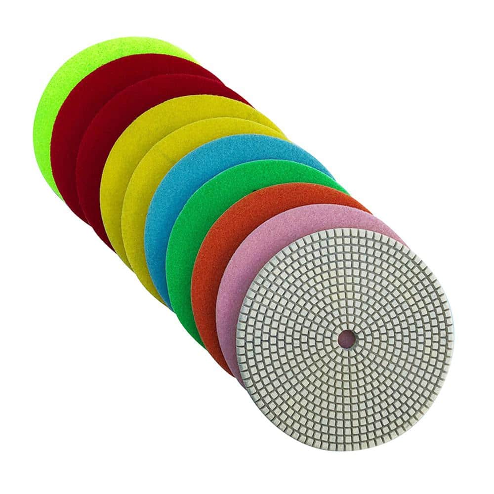 EDiamondTools 7 in. Wet Diamond Stone Polishing Pads, 10 Pad Set, White