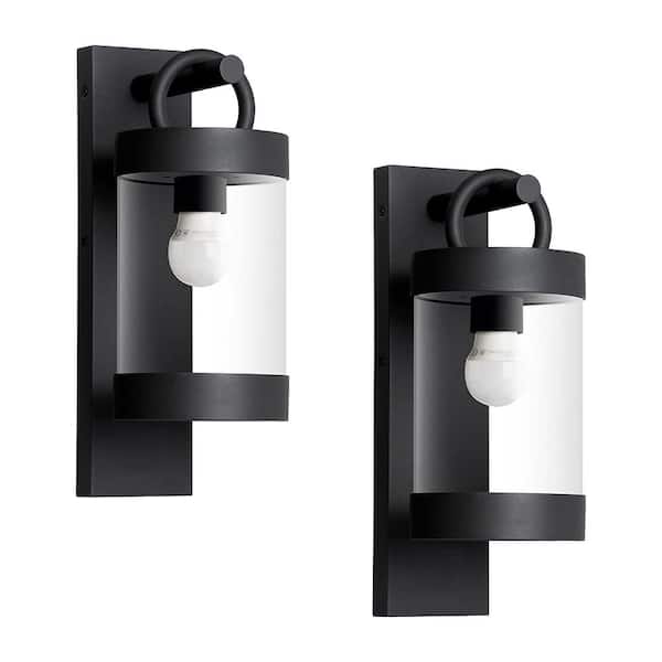 phyfalip 13 in. Gray Outdoor Hardwired Wall Lantern Sconce with No Bulbs Included, Dusk to Dawn Sensor & IP44 Waterproof (2-Pack)