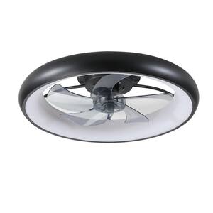 21.7 in. LED Indoor Black Smart Ceiling Fan Flush Mount with Remote and APP Control with 3-Colors Dimmable Lighting