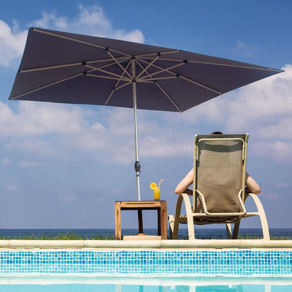 9 ft. x 11 ft. Rectangular Aluminum Market Patio Umbrella with Crank Lift in Navy Blue (Without base) price history on PriceWatchPro