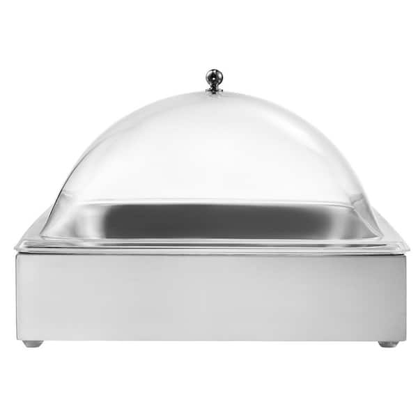 SVOPES Countertop Food Serving Display, 1 x 1 Pan Stainless Steel Tray, Buffet Condiment Dispenser with Clear Arc Lid
