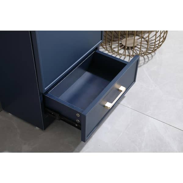 18 in. W x 10 in. D x 30 in. H Modern Blue Bathroom Vanity with Single White Ceramic Sink Top