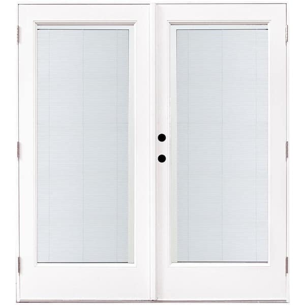 MP Doors 72 in. x 80 in. Fiberglass Smooth White Right-Hand Outswing Hinged Patio Door with Built in Blinds