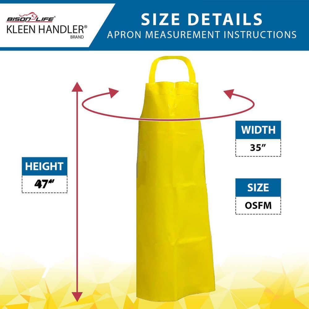 Yellow Heavy Duty Waterproof TPU Bib Apron, Adjustable Neck
