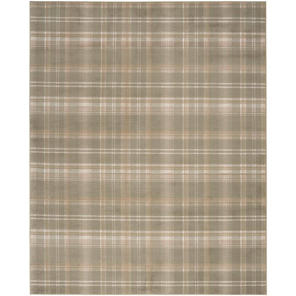 Nourison Home Grafix Olive 8 ft. x 10 ft. Plaid Contemporary Area Rug, Green