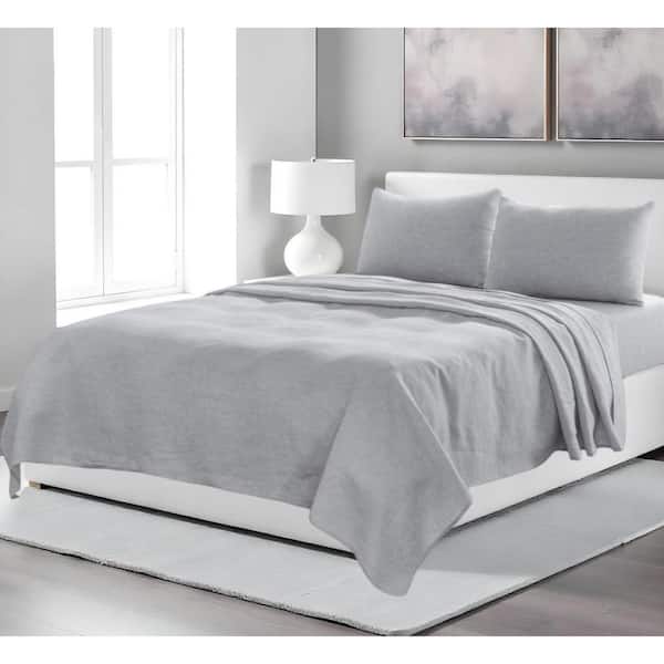HomeRoots 4-Piece White Solid Color Linen King Sheet Set