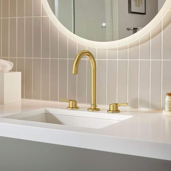 Concetto 8 in. Widespread 2-Handle High-Arc Bathroom Faucet in Brushed Gold