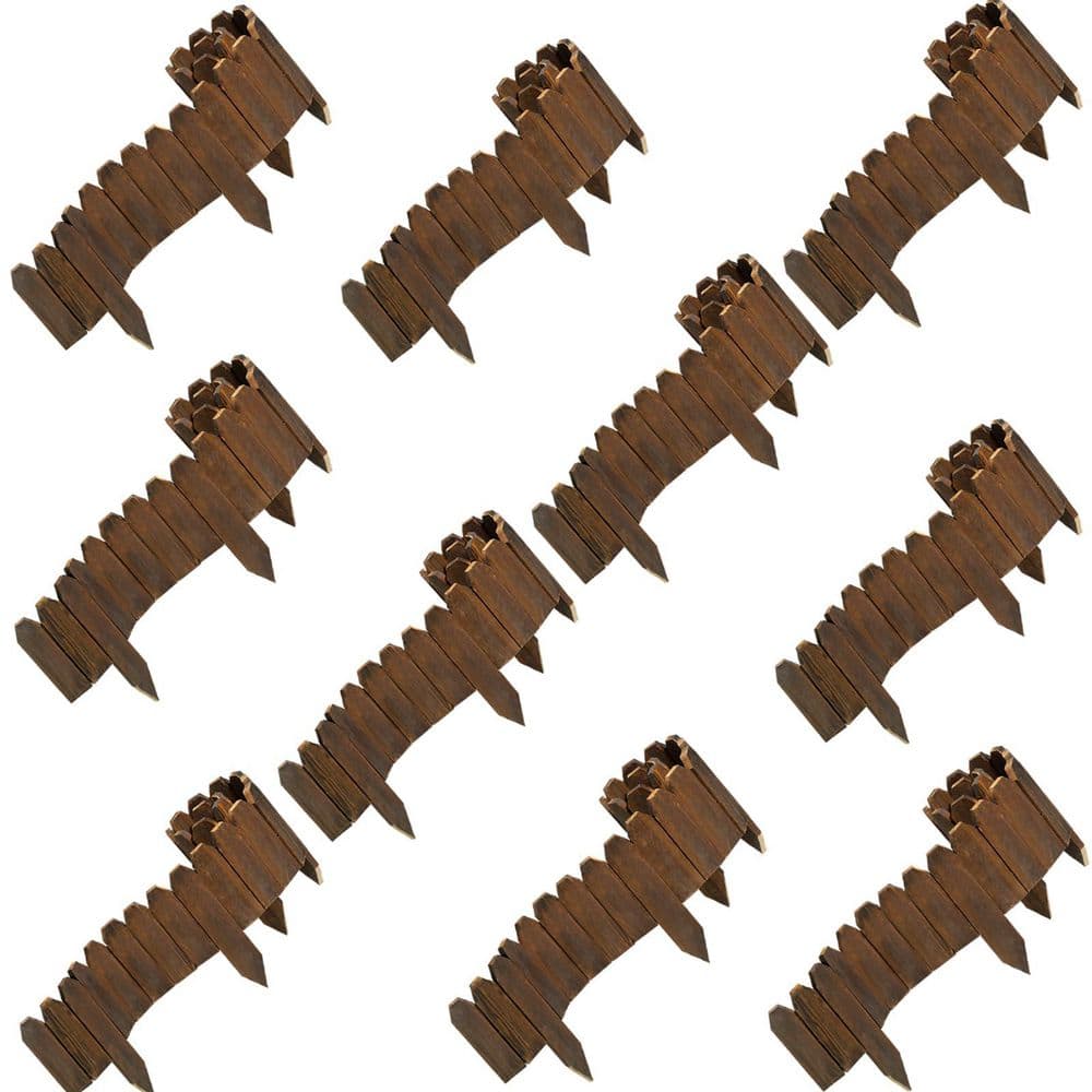 47in. x 5.9in. x 0.4 in. Brown Wood Garden Edging Fence Border Decorative P