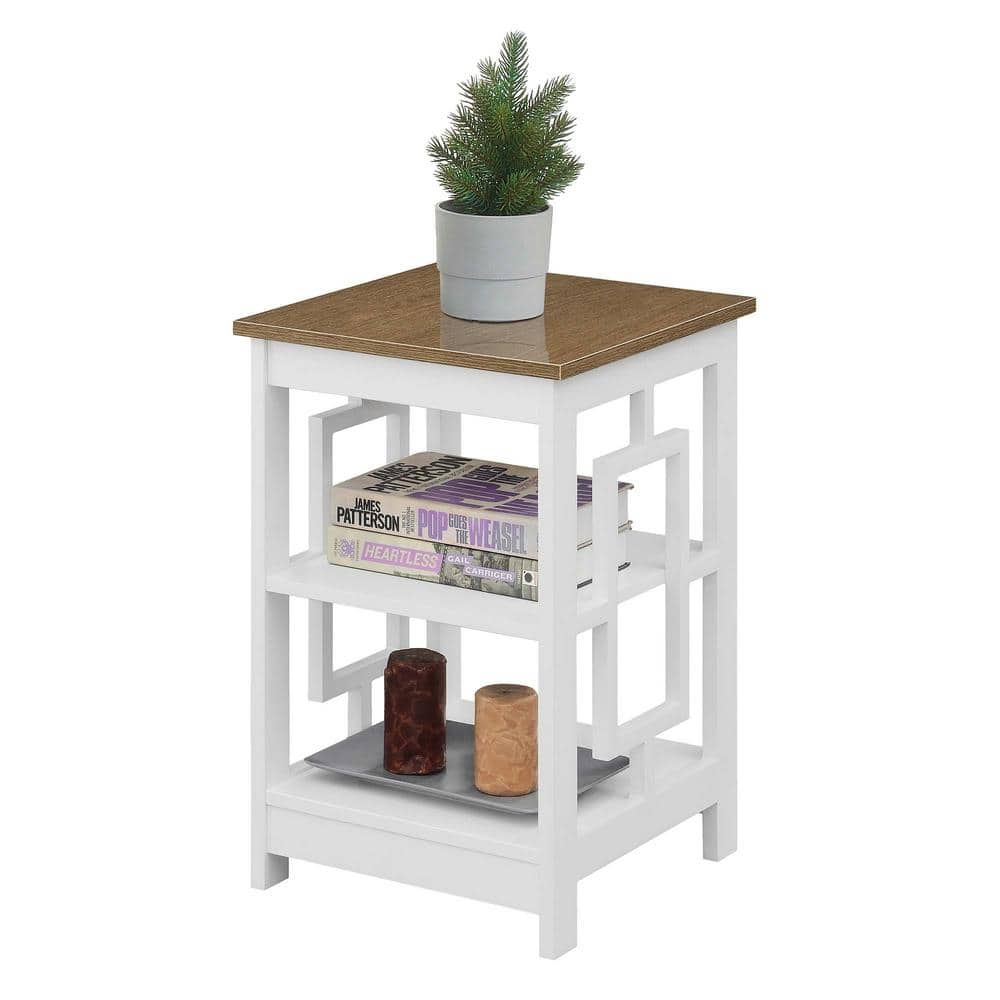 Town Square Driftwood & White Wood End Table with Storage Shelves
