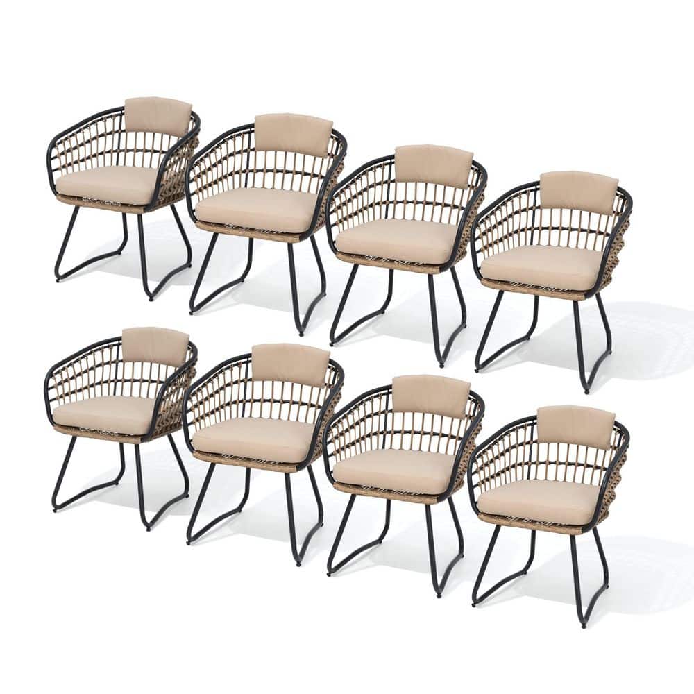 Pellebant Outdoor Patio Wicker Dining Chairs PE Rattan Seating Set with ...