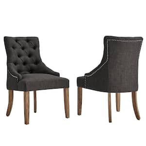 Marjorie Dark Grey Linen Button Tufted Dining Chair (Set of 2)