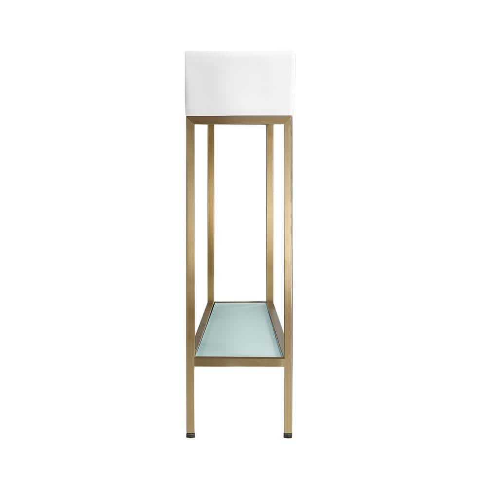Pierre 19.5" Gold Metal Frame Freestanding Bathroom Vanity with Glass Shelf