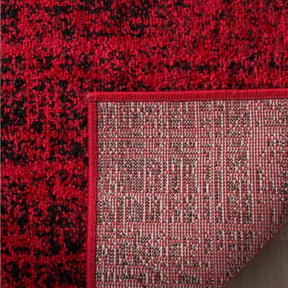 Red and Black Synthetic Rectangular Area Rug
