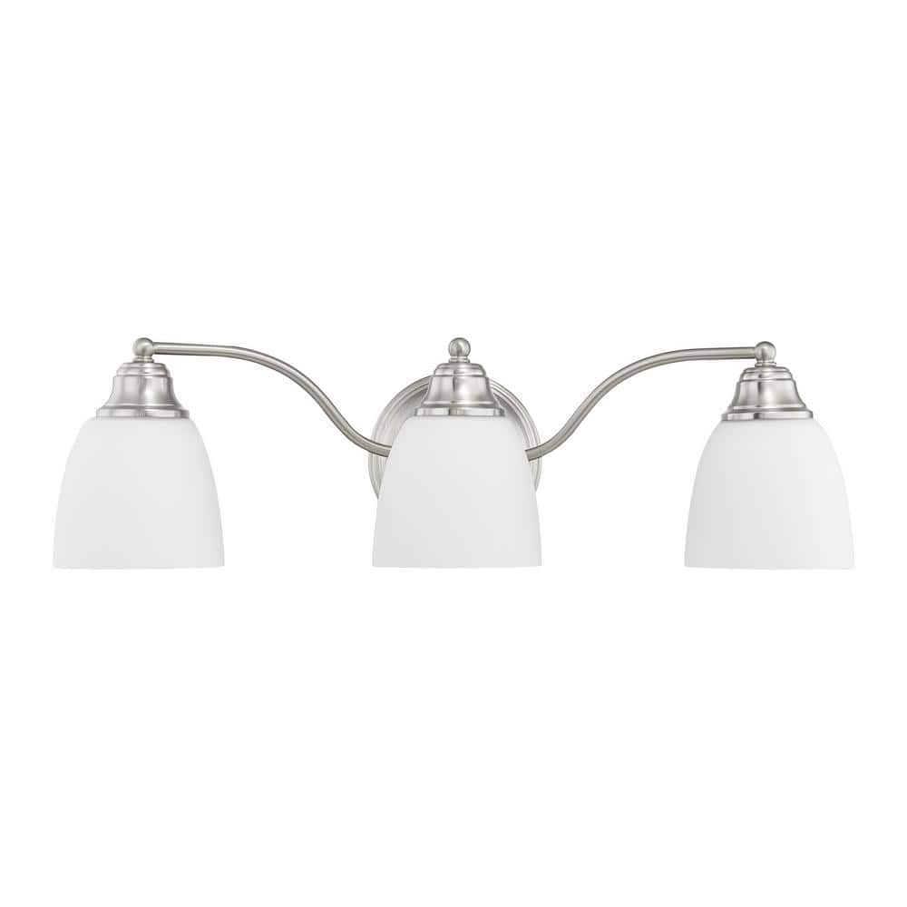 Somerville Brushed Nickel 3-Light Vanity with Satin Opal Glass