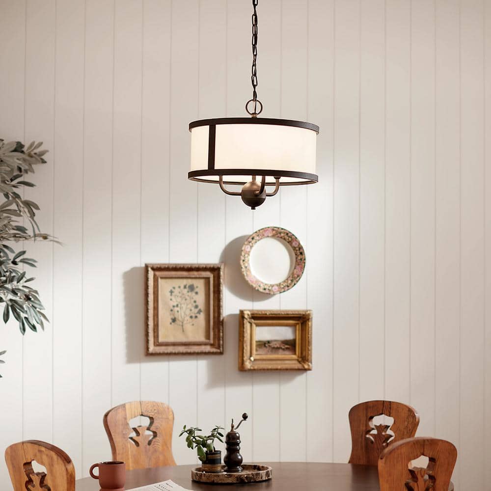 Heddle 15.5 in. 3-Light Textured Black Vintage Shaded Drum Chandelier for Dining Room price history on PriceWatchPro