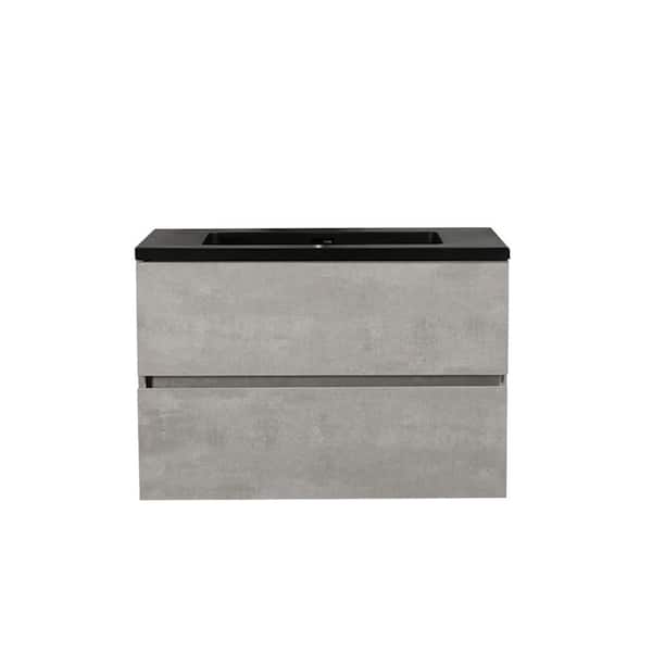 FORCLOVER 29.5 in. W x 18.9 in. D x 19.7 in. H Bath Vanity in Gray with Black Quartz Top