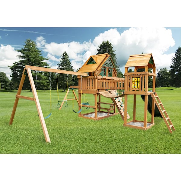 Classic Wooden DIY Tire Swing Set | Freestanding Kits For Sale