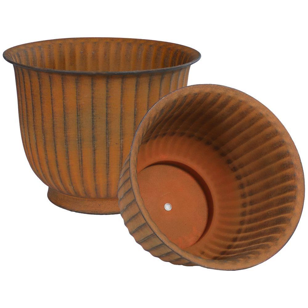 Carlotta Matte Brown Medium Metal Indoor/Outdoor Planter Set