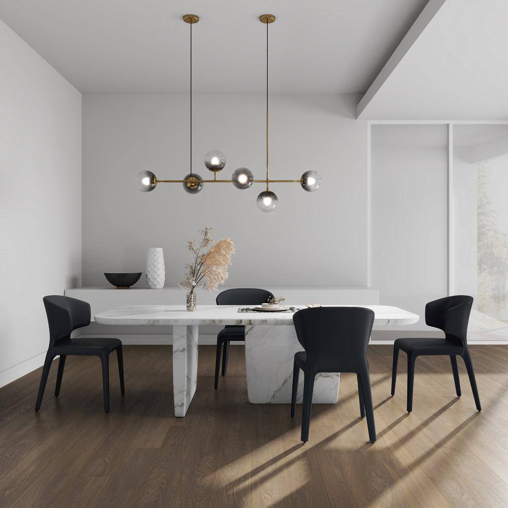 Set of 2 Black Faux Leather Upholstered Dining Chairs