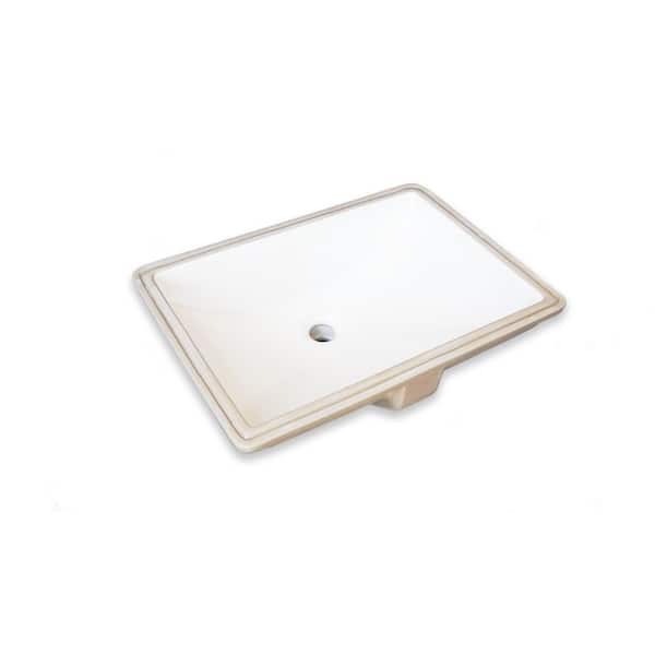 Rhythm Series 22 in. Rectangular Undermount Single Bowl Bathroom Sink in White