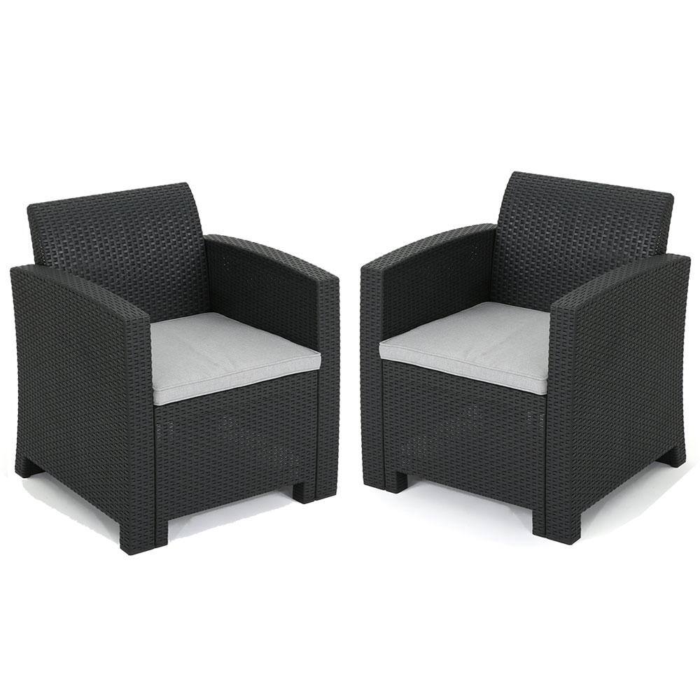 2-Seater Faux Wicker Rattan Outdoor Sectional Club Chairs with Water Resist